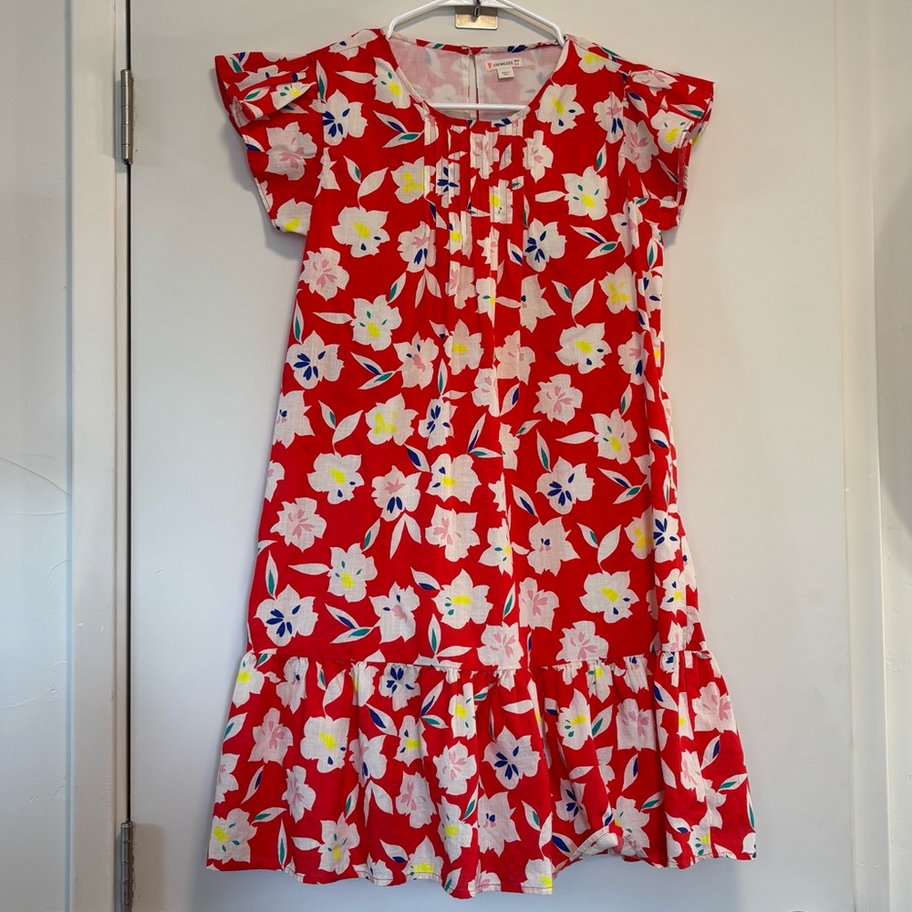 Crewcuts Red Floral Ruffle-Hem Dress